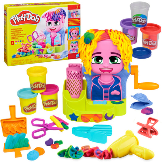 Juguete Play-Doh colorido con herramientas para crear figuras y peinados