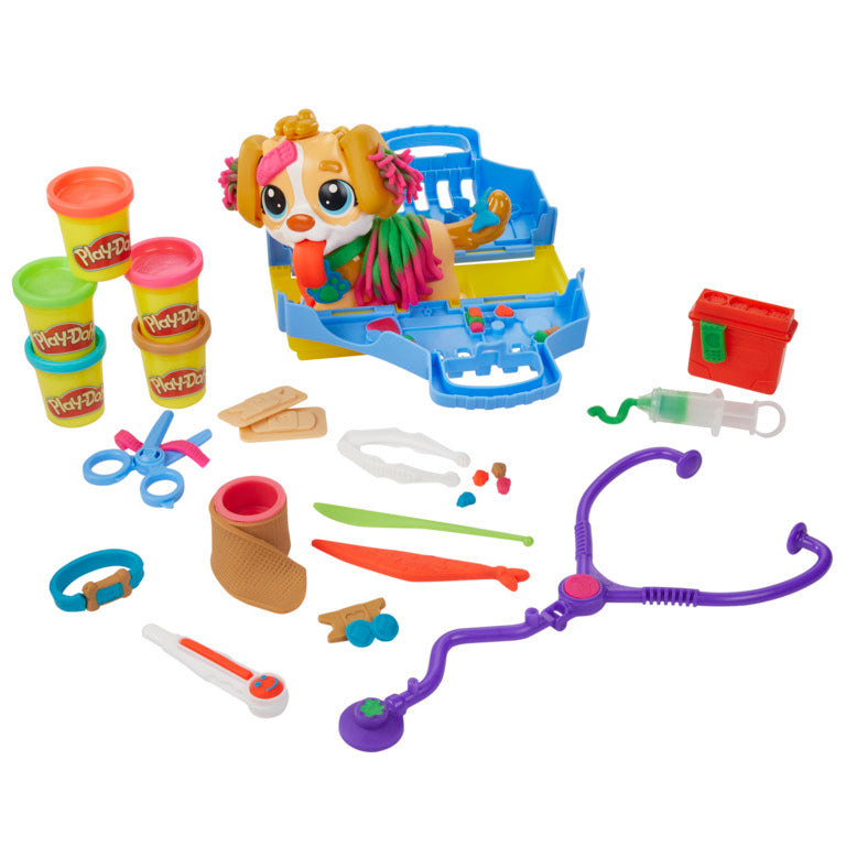 Juego Play Doh de veterinario con perro, colores vibrantes y accesorios para mascotas