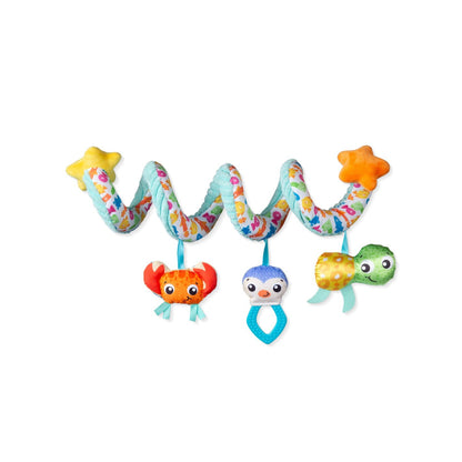 juguete enrollable Playgro con figuras marinas coloridas en vista frontal
