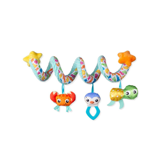 juguete enrollable Playgro con figuras marinas coloridas en vista frontal
