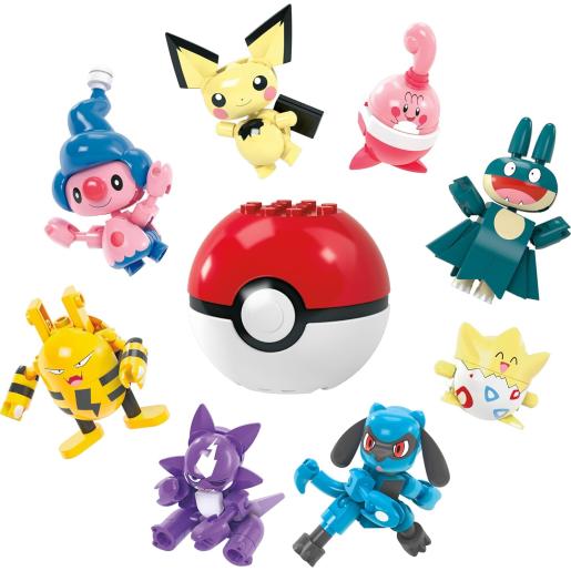 Figuras de Pokémon coloridas con Pokébola, juego de colección para fans