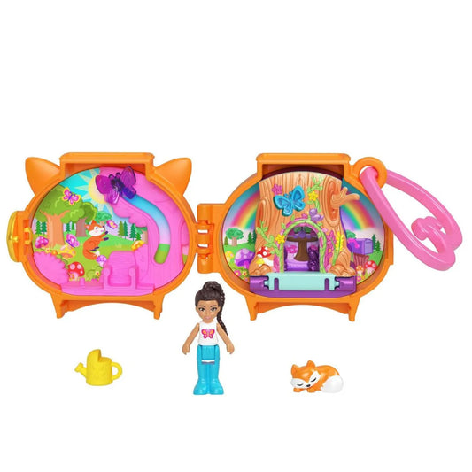 Juguete de mascotas color naranja con figura y decoración de campamento