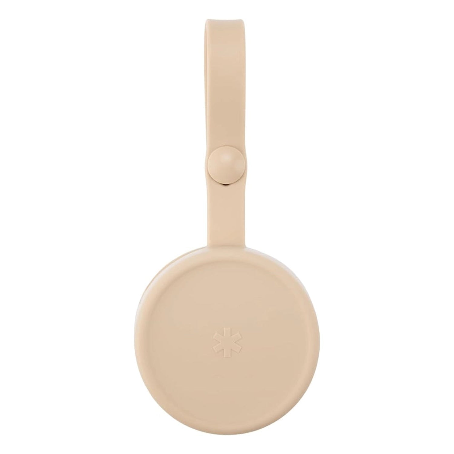 Portachup beige de SKIP*HOP, vista frontal ideal para transportar chupetes