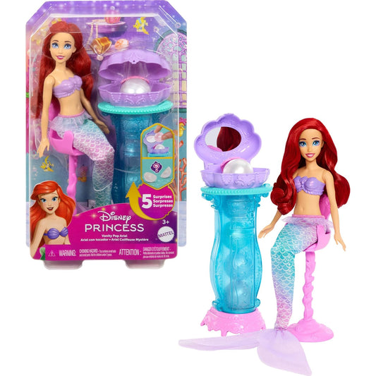 Muñeca de sirena princesa Disney con cabello rojo y accesorios de baño