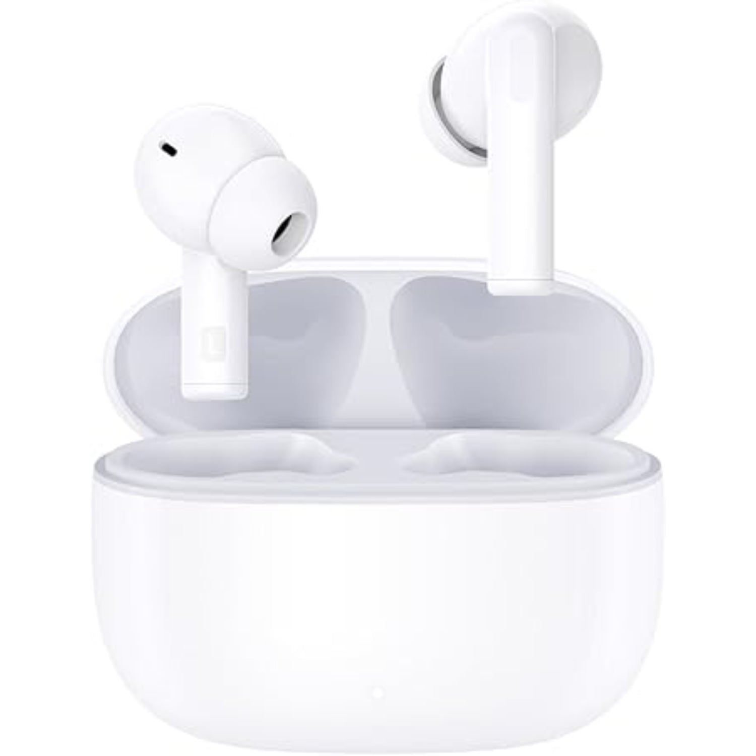 Auriculares HONOR blancos frente a estuche, tecnología de sonido avanzada