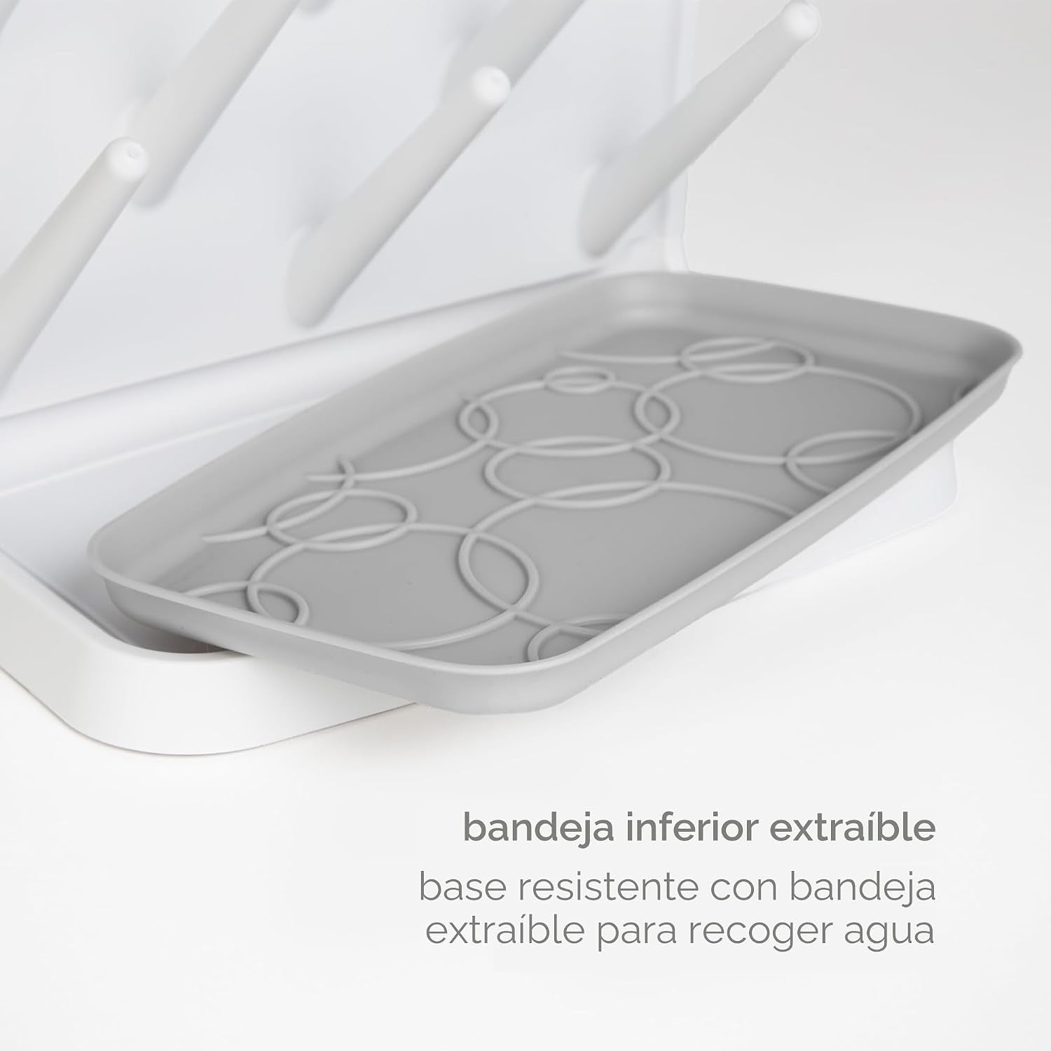 bandeja gris extraíble de base resistente para recoger agua
