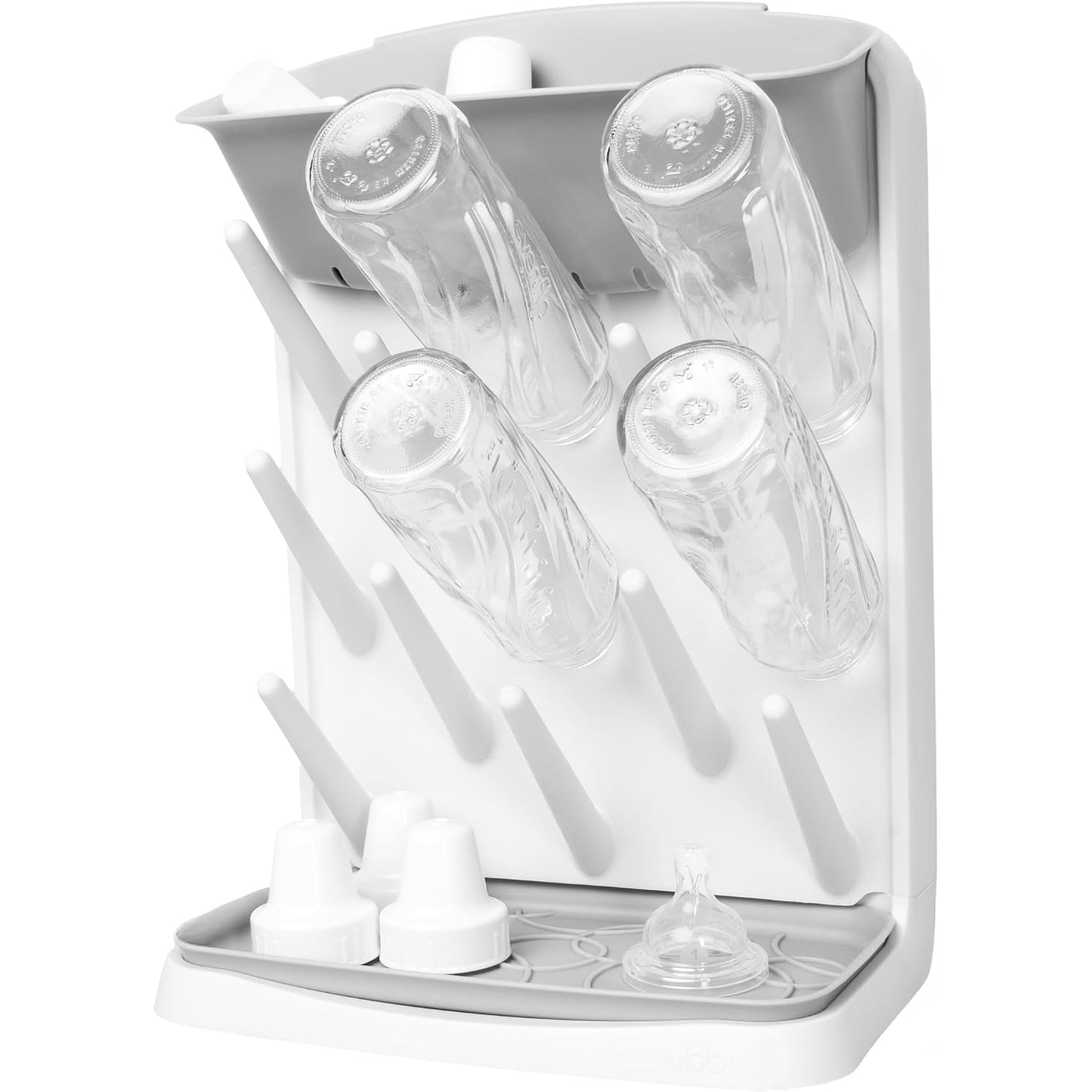 Secador de biberones blanco con cuatro copas y base antideslizante