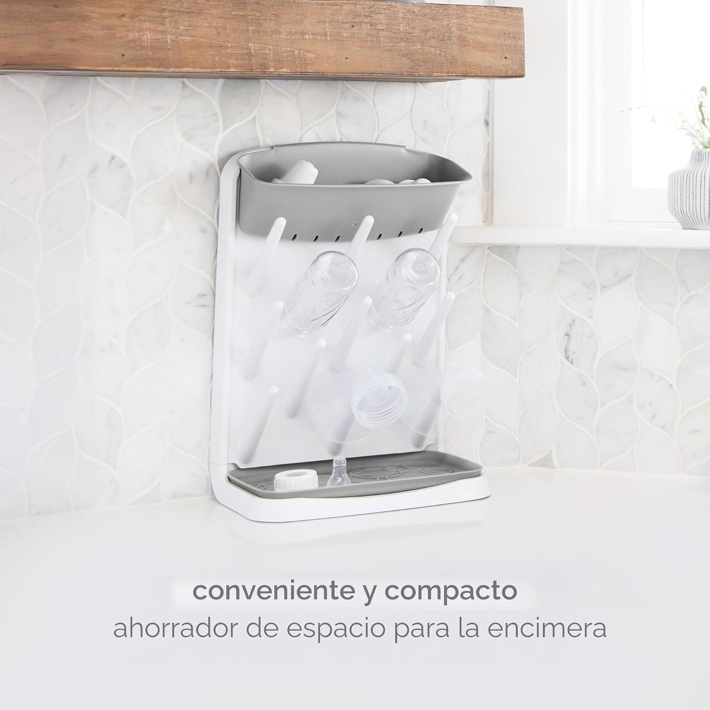 Organizador de encimera blanco, compacto y conveniente para utensilios de cocina