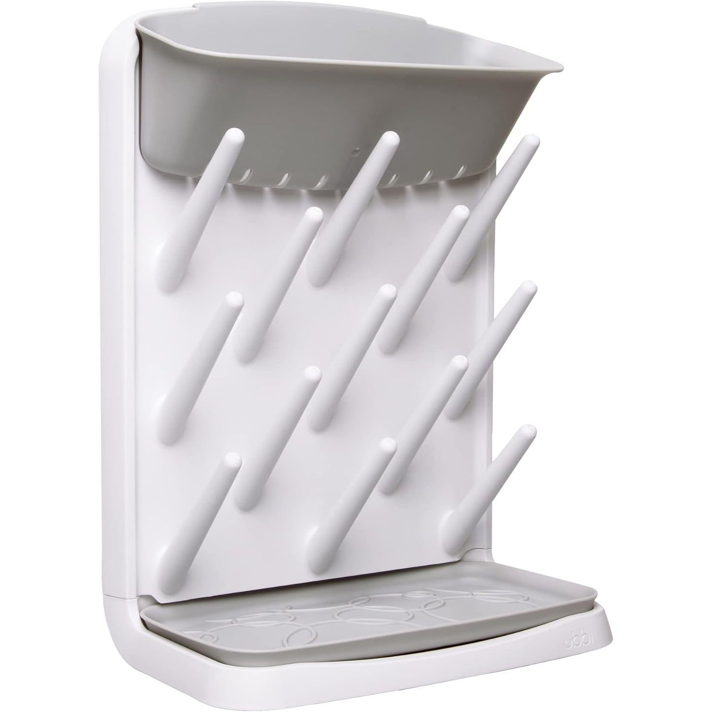 Soporte para utensilios de cocina UBBI blanco, vista frontal con ganchos para colgar