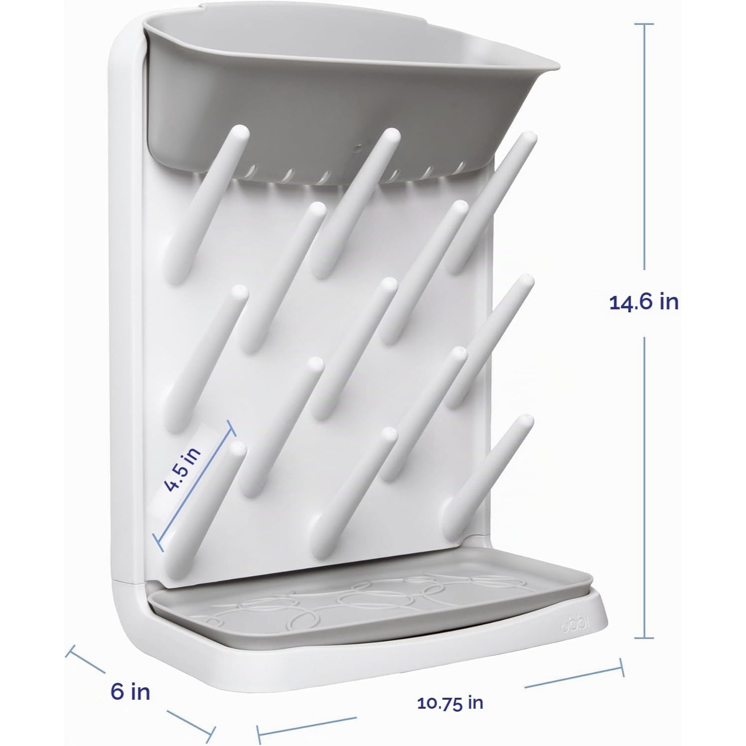 Organizador de utensilios de cocina blanco, vista frontal con soporte para 10 elementos