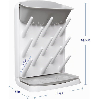 Organizador de utensilios de cocina blanco, vista frontal con soporte para 10 elementos