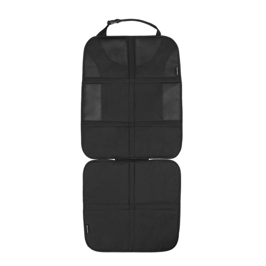 Protector negro para asiento de auto, vista frontal, ideal para proteger tapicería