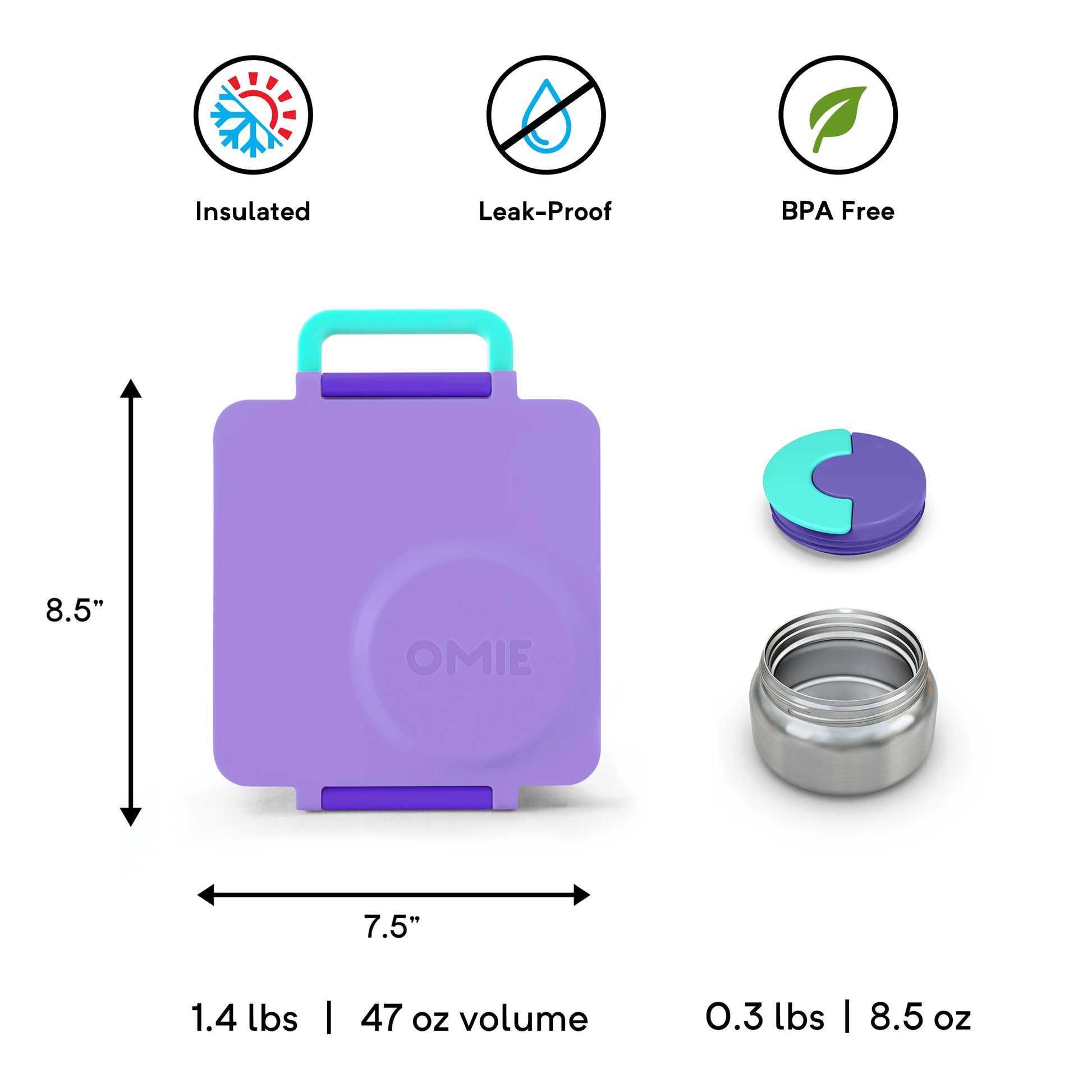 Lonchera Térmica Estilo Bento OmieBox Morado Berenjena V2-66FC08