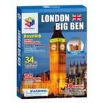 Rompecabezas 3D Big Ben Londres con 34 piezas, vista frontal del famoso reloj