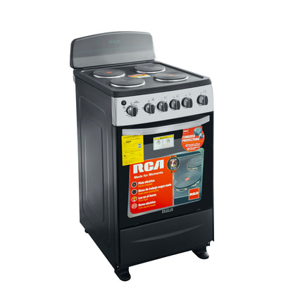RCA estufa eléctrica 20 pulgadas de 4 quemadores con horno compacto y panel de controles frontales