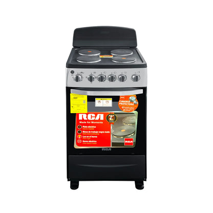 Estufa RCA LL0101 estufa eléctrica 20 pulgadas color negro con cuatro quemadores redondos y horno