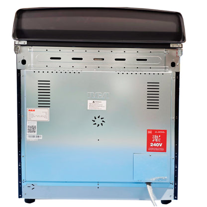 Parte trasera de la estufa eléctrica vitrocerámica 4 quemadores RCA con diseño moderno y funcional