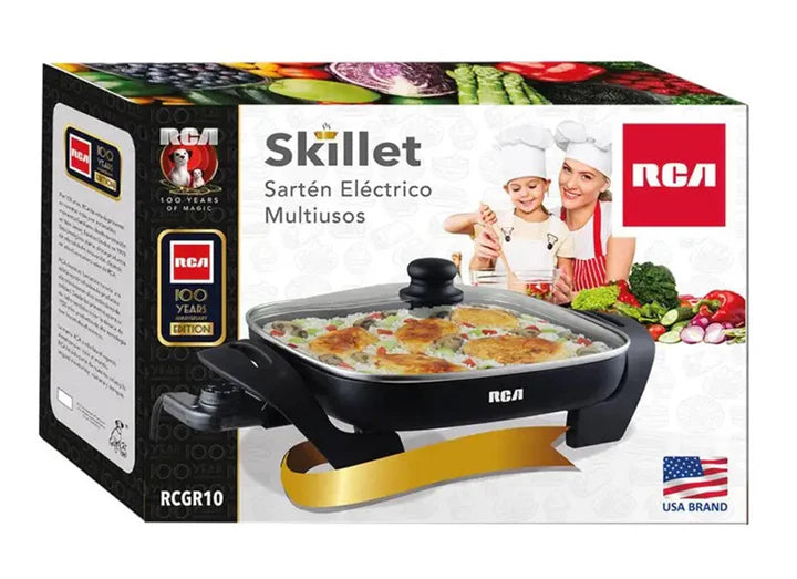 Sartén Eléctrico RCA RCGR10 1300W Antiadherente 30x30 cm con Tapa de Vidrio y Control de Temperatura