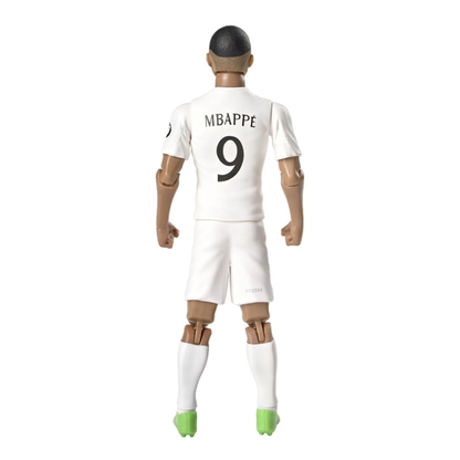 Figura de acción de Mbappé con camiseta blanca, vista posterior, colección de fútbol