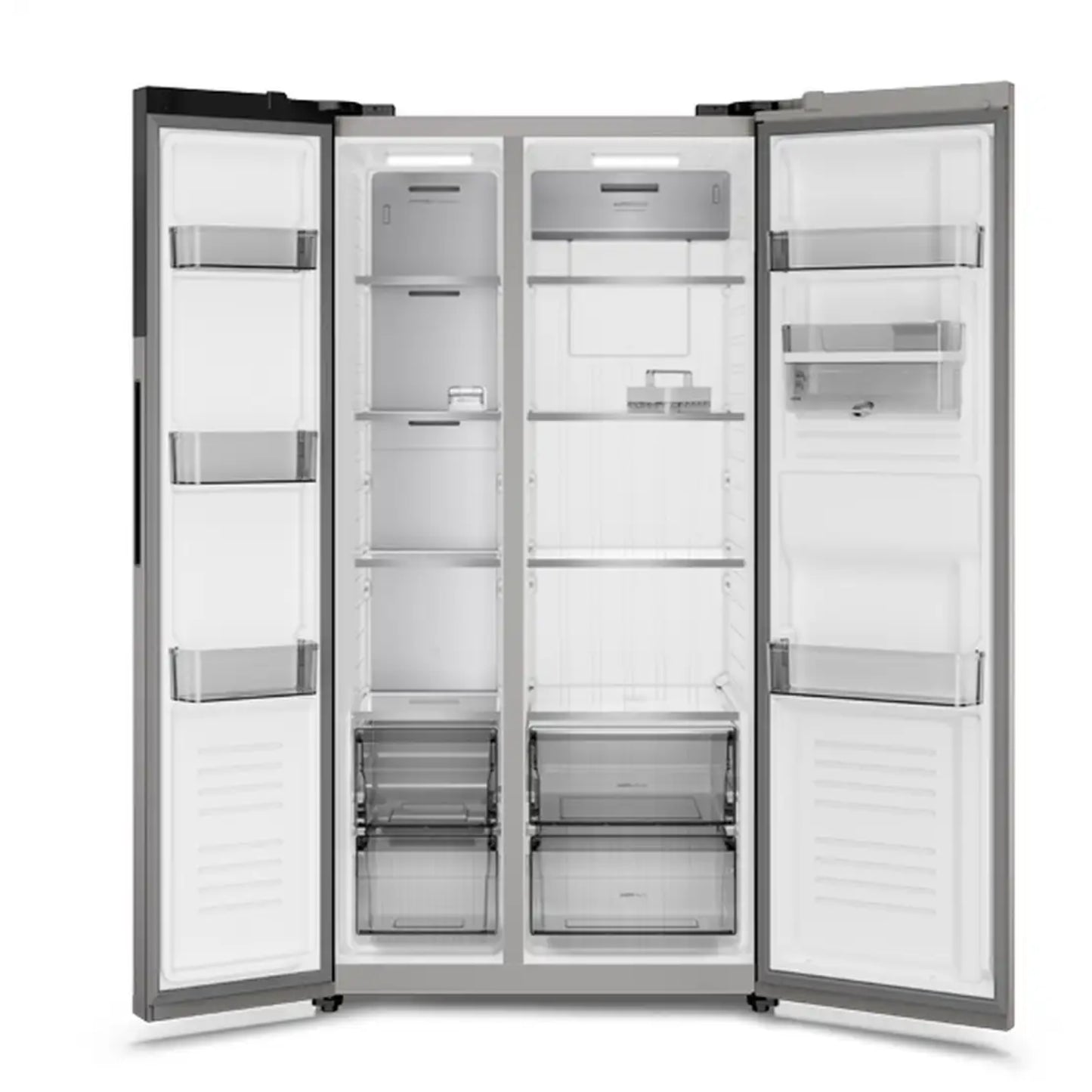 Refrigerador Frigidaire de doble puerta en acero inoxidable, interior espacioso y organizado