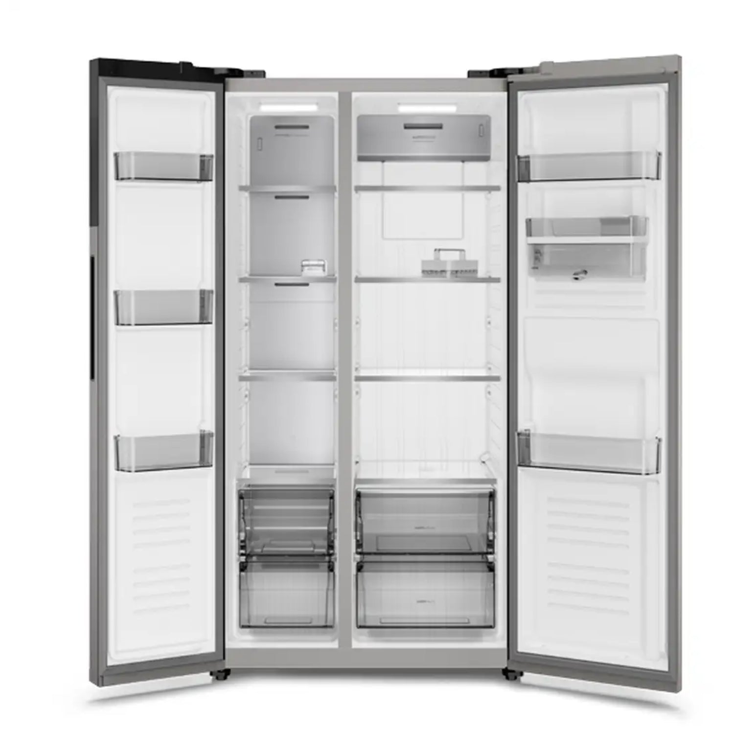 Refrigerador Frigidaire de doble puerta en acero inoxidable, interior espacioso y organizado