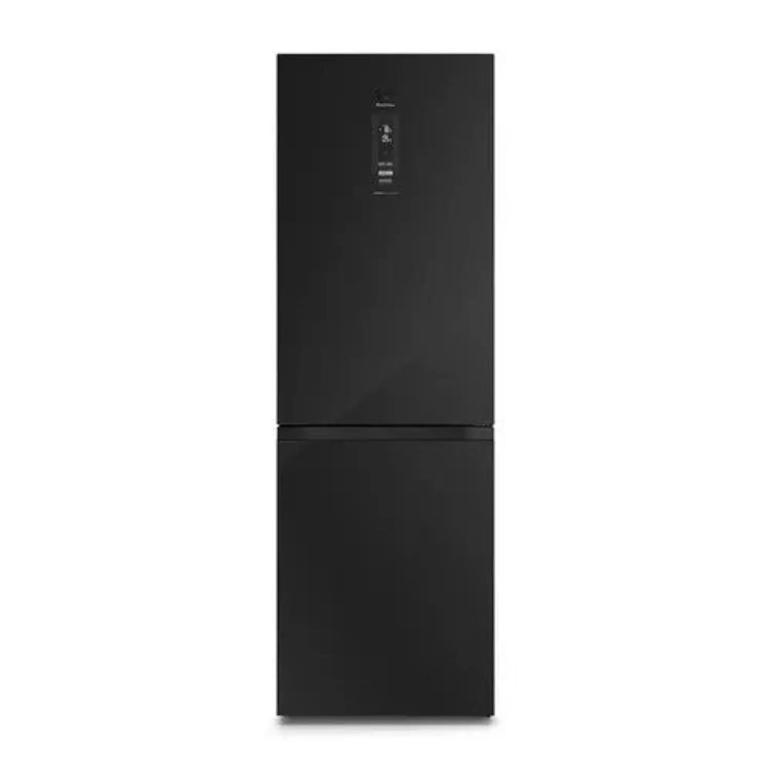 refrigerador negro Frigidaire frontal en cocina moderna