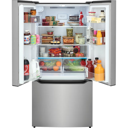 Refrigeradora FD 21 doble puerta Honduras en acero inoxidable con amplio espacio y estantes ajustables