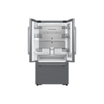 Refrigeradora Samsung gris frontal, interior amplio y moderno
