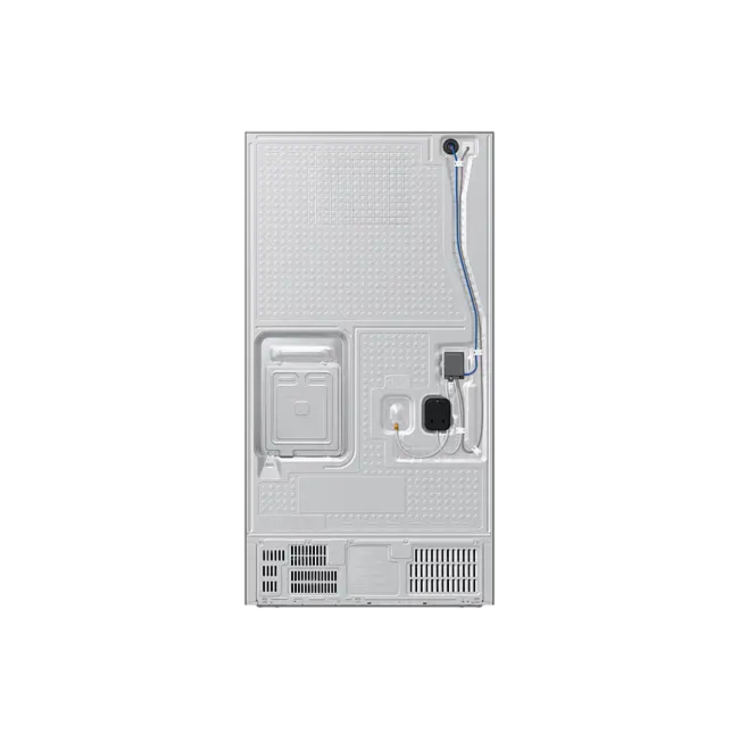 Refrigeradora Samsung vista posterior, diseño funcional y sistema de refrigeración optimizado