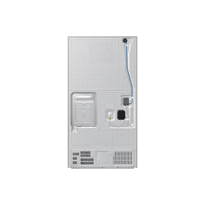 refrigeradora Samsung vista posterior con conexiones y detalles técnicos