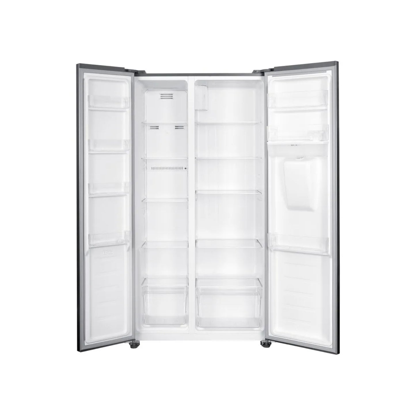 Refrigeradora moderna con dispensador de agua de FRIGIDAIRE, interior espacioso y estantes ajustables.