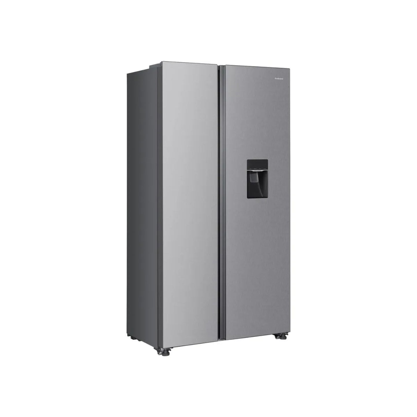 Refrigeradora moderna con dispensador de agua en acero inoxidable, ideal para cocinas contemporáneas