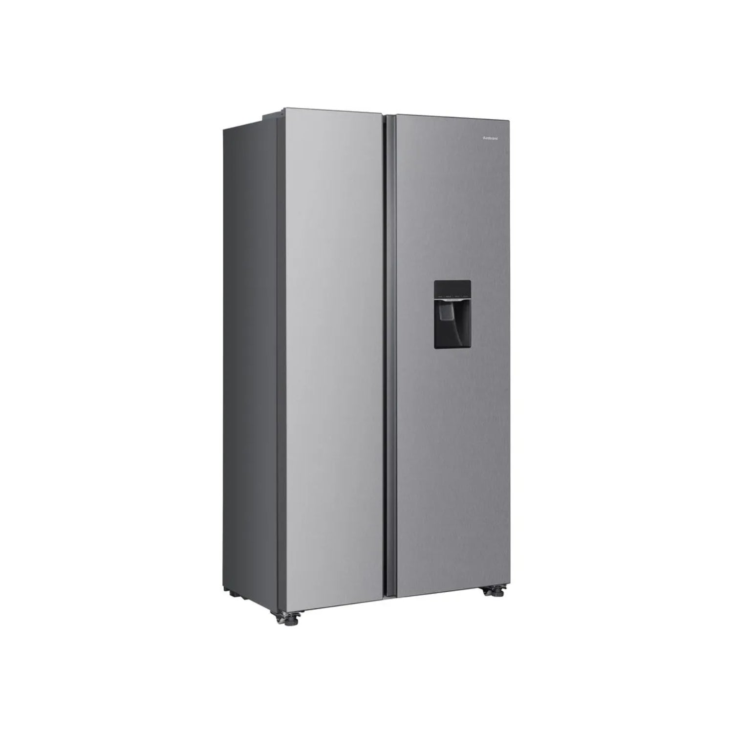 Refrigeradora moderna con dispensador de agua en acero inoxidable, ideal para cocinas contemporáneas