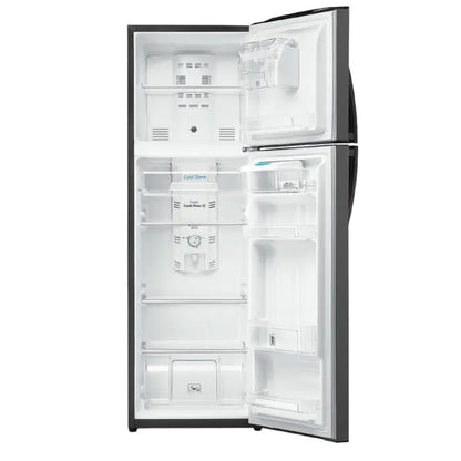 refrigeradora MABE modelo LL010110 vista frontal con estantes internos vacíos