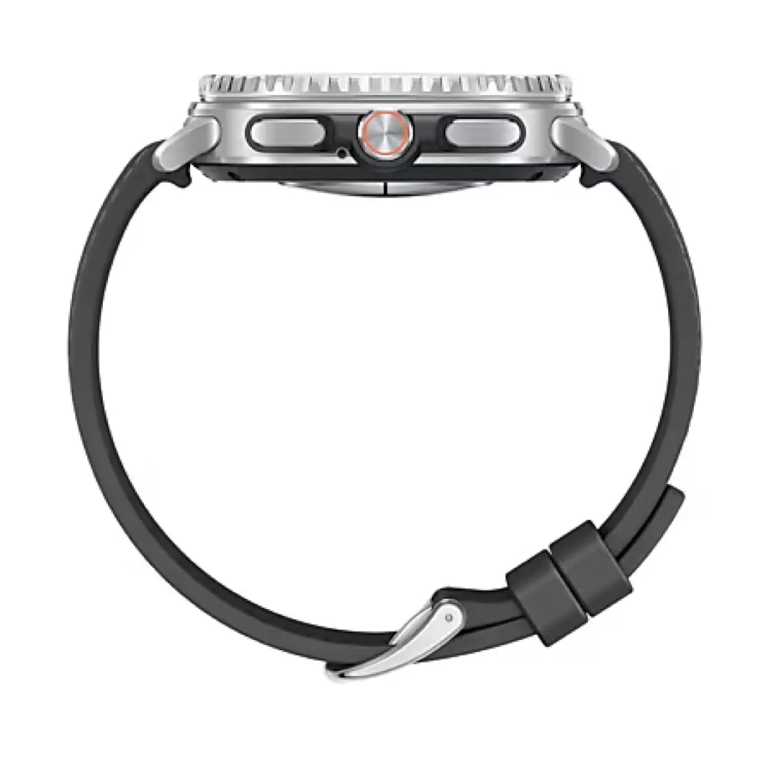 reloj inteligente Samsung gris lateral, vista del perfil
