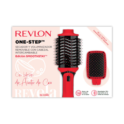 Cepillo alisador eléctrico Revlon One-Step secador y volumizador con cabezal intercambiable rojo