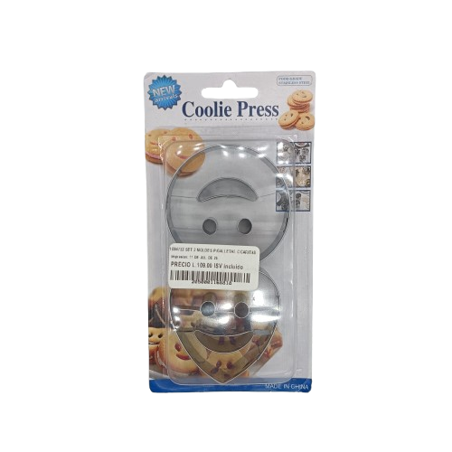 SET 2 MOLDES P/GALLETAS C/CARITAS FELIZ
