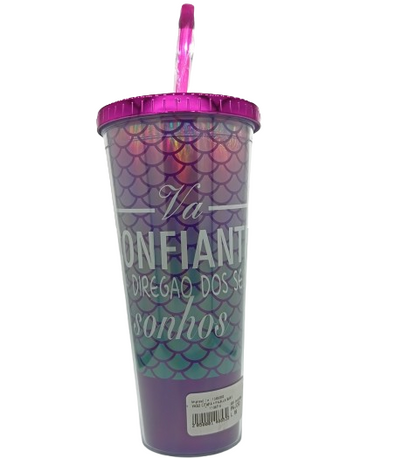 CUP WITH LID + STRAW ASSORTED