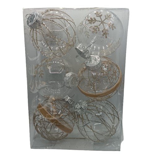 NAV. SET 6 PELOTAS 6 8CM TRANSPR/CHAMPAN