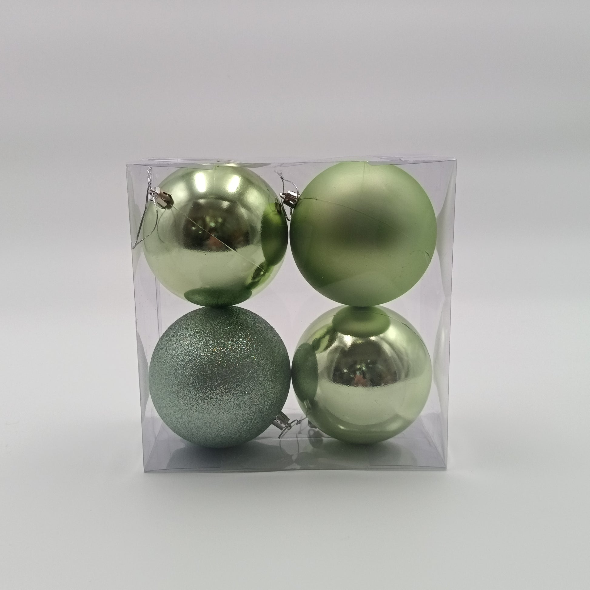Set de 4 Pelotas Navideñas de PVC 10cm - Color Verde Oscuro