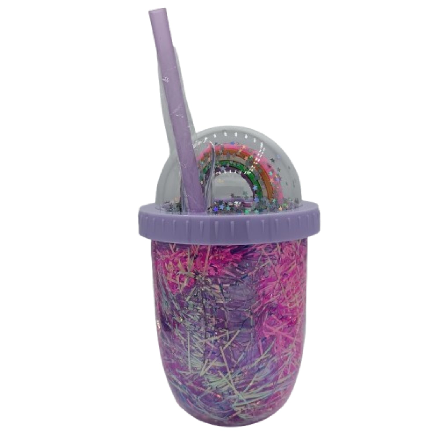 CUP WITH LID + STRAW ASSORTED