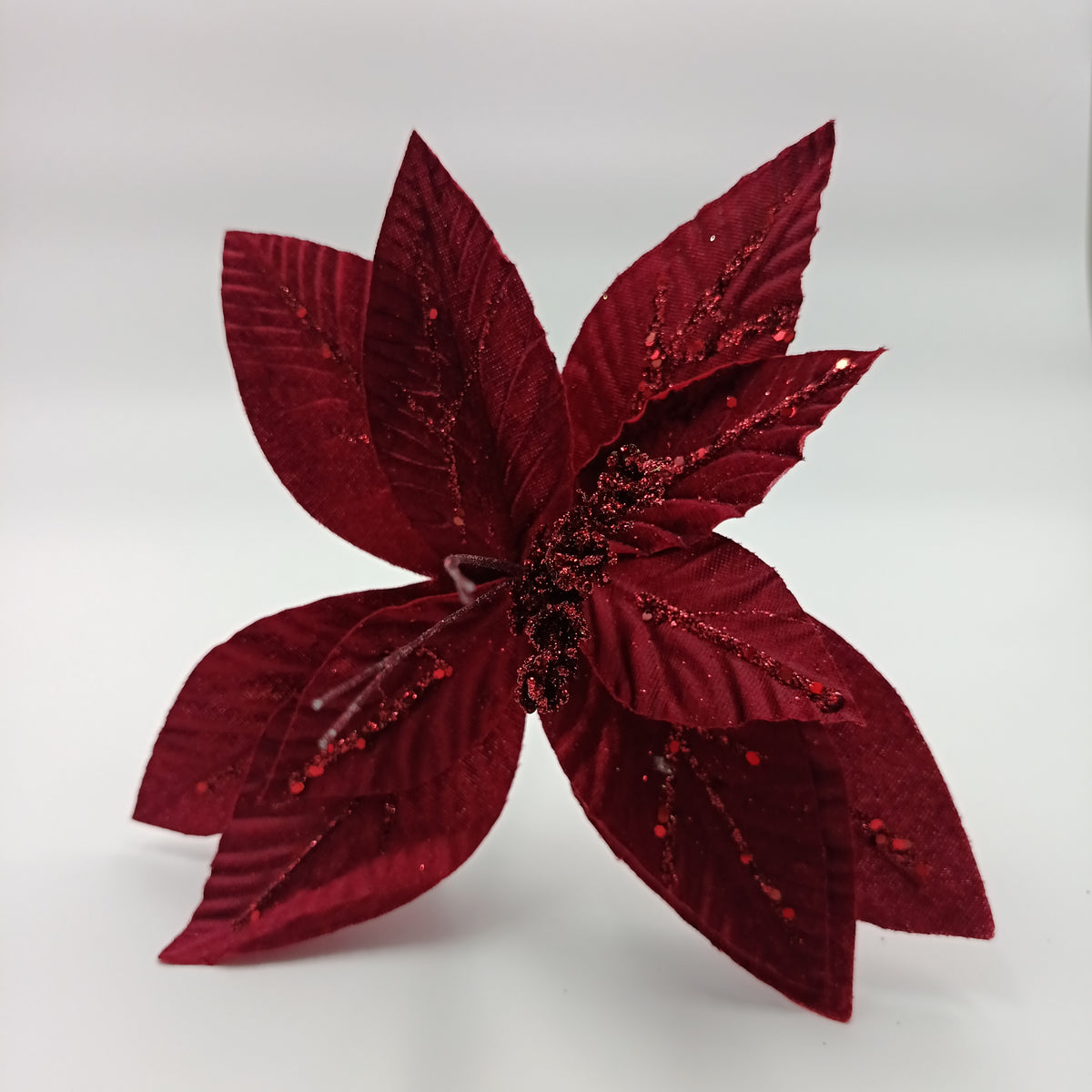 FLOR DE PASCUA ROJA ESCARCHA 25CM