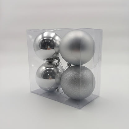 Set de 4 Pelotas Navideñas de PVC 10cm - Color Plata