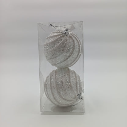 NAV. BALL SET2 10CM WHITE WITH LINES
