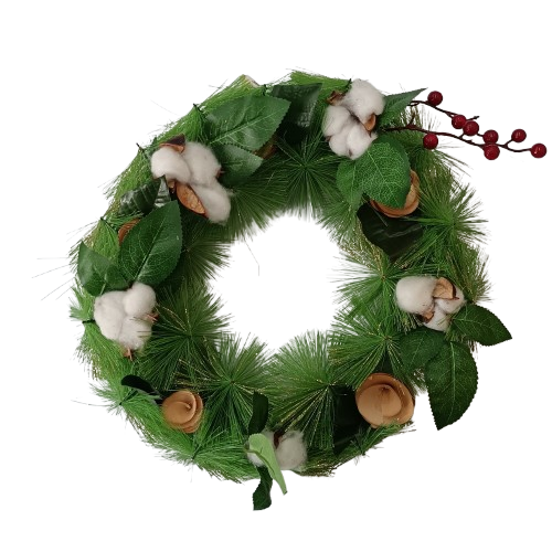 NAV. CROWN WITH FLOWERS 40CM RED/WHITE