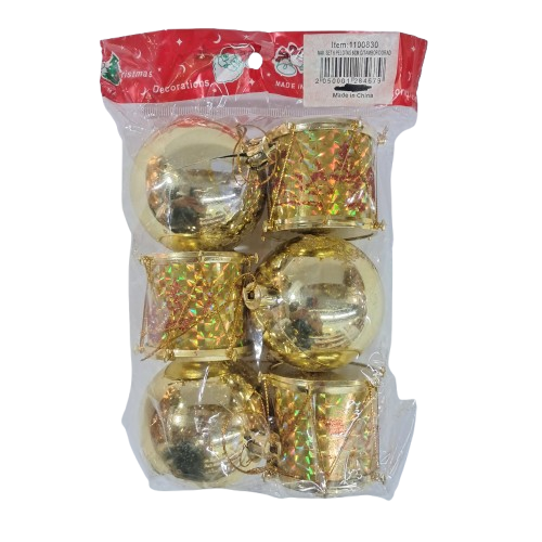 NAV. SET 6 PELOTAS 6CM C/TAMOR DORADO