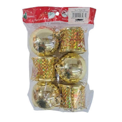 NAV. SET 6 PELOTAS 6CM C/TAMOR DORADO