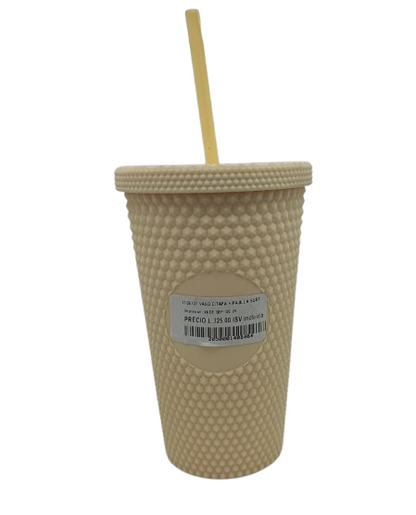 VASO C/TAPA + PAJILLA SURT.