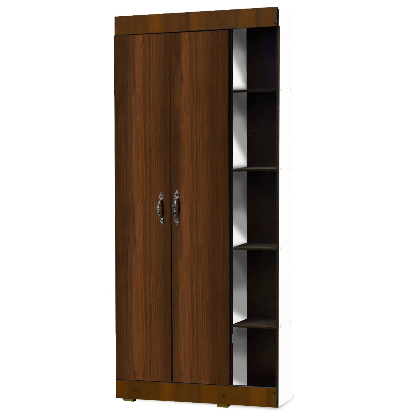 Ropero con librero madera de LA MUEBLERIA con puertas dobles y estantes laterales abiertos