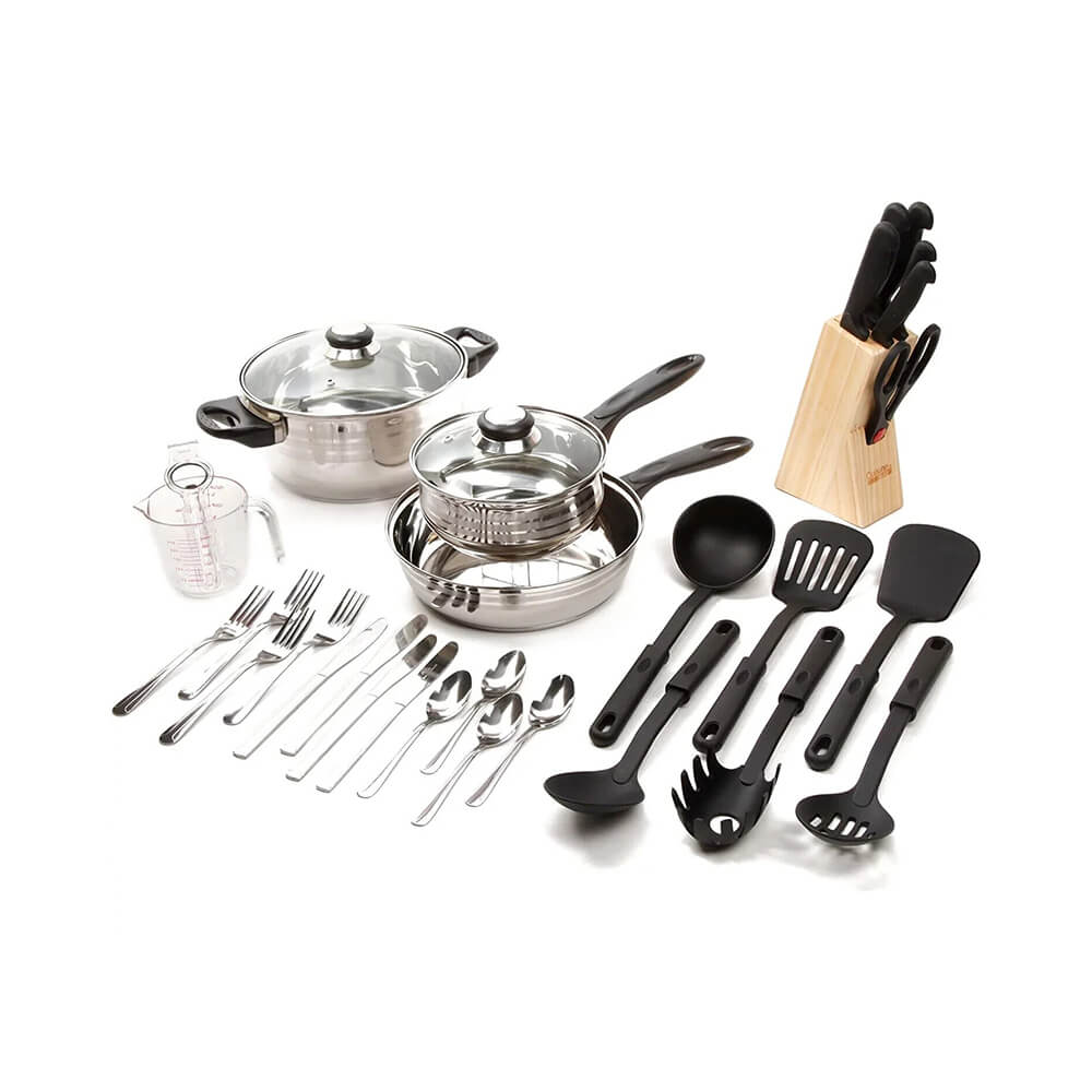 Set Cocina Gibson Home Total Kitchen 32pz Acero Inox 89117.32